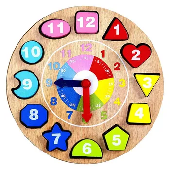 

Children Wooden Threaded Clock Building Blocks Digital Clock Threading Assembly Toy Educational Toys