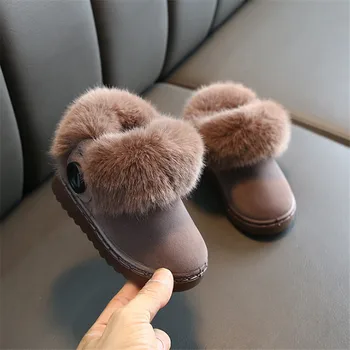

2019 winter new children's fur shoes girls snow boots plus velvet fashion boots baby warm outdoor boots
