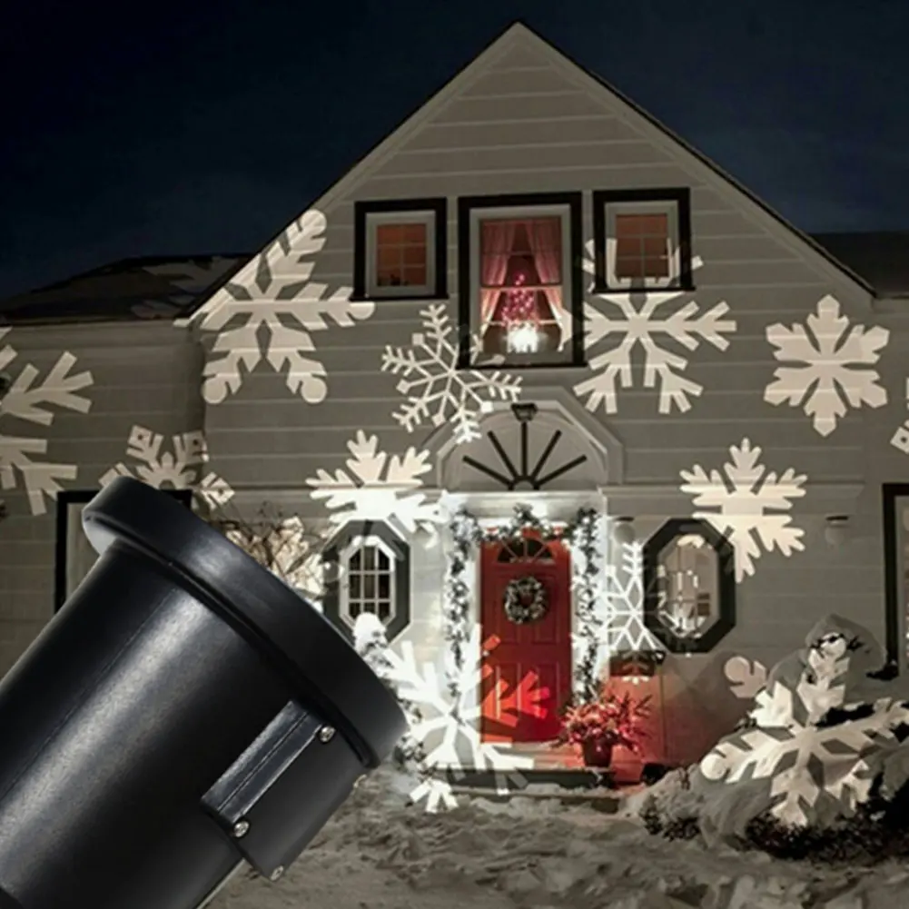 

LED Snowflake Laser Projection Lamp Waterproof Rotate Christmas Decoration