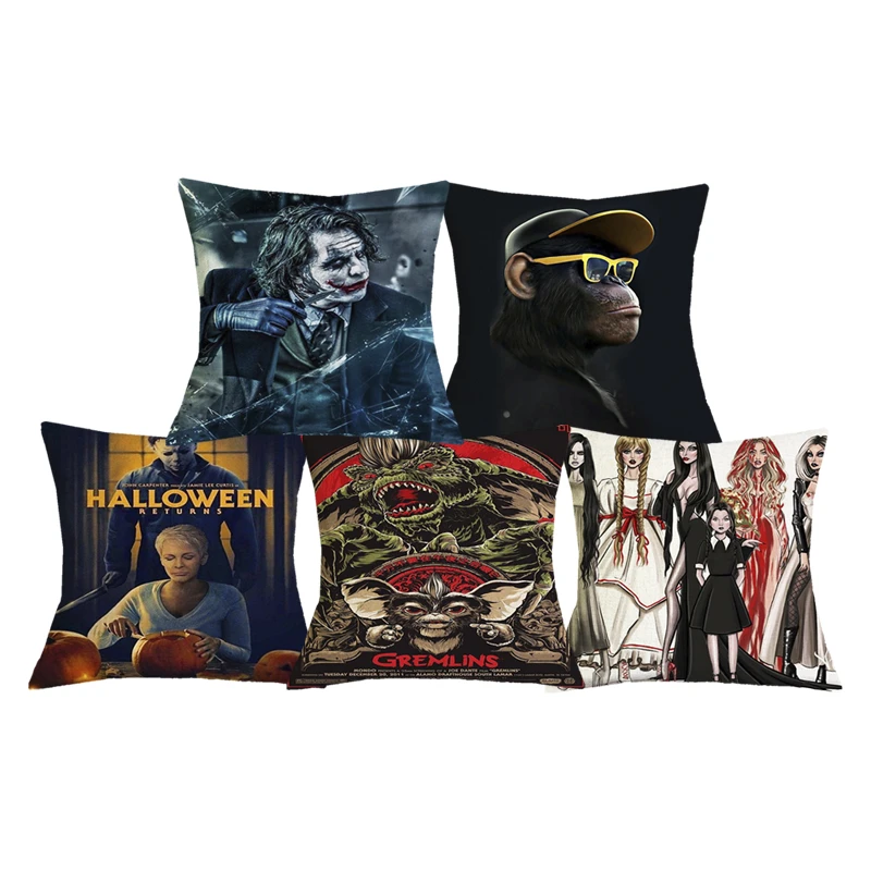 

c01102 Halloween Home Decoration Clown Killers Print Cushion Cover Horror Movie Series Throw Pillowcases for Sofa Couch Car Seat