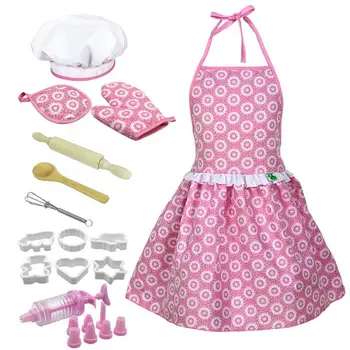 

Miniature Kitchen Toy Suit Pretend Play Gift Apron Chef Hat Microwave Oven Gloves Rolling Pin Utensils Appliances for Kids