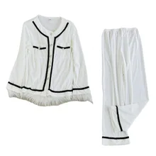 Home New Autumn and Winter Pajamas Women's Pleuche Long Sleeve Trousers Two-Piece Suit Casual Loose Loungewear Women