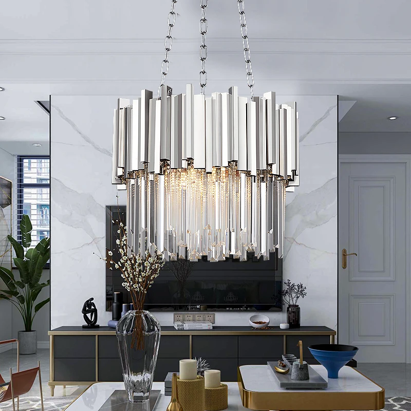 Yoogee Kitchen Pendant Light Modern Polished Chrome Hanging Indoor Lighting For Living Room Led Crystal Ceiling Pendant Lamp Pendant Lights Aliexpress