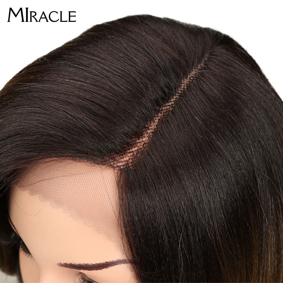 Чудо прямые синтетические волосы на кружеве 13*4 л часть Боб Парики 1" парики для черных женщин 2 цвета Омбре выбор волос Косплей парики