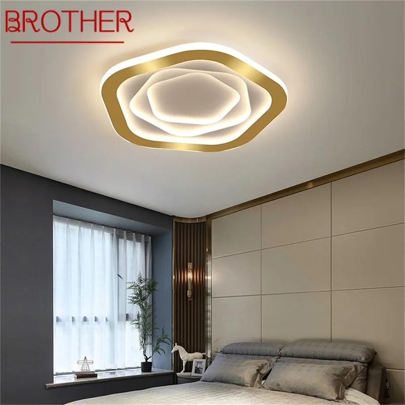 

BROTHER Creative Light Ceiling Contemporary Lamp Gold Five-pointed Star Fixtures LED Home Decorative for Bedroom