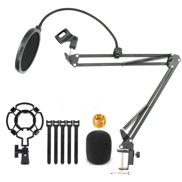 Voice-Over Games Recording Microphone Stand Desk Suspension Boom Scissor Arm Stand Professional Adjustable Mic Stand for Professional Streaming