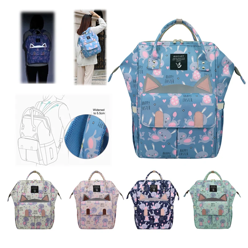 

Upgrade Reflective Diaper Bags Cute Cat Nappy Backpack Large Capacity Waterproof Stroller Storage Bag Travel Baby Maternity Bag