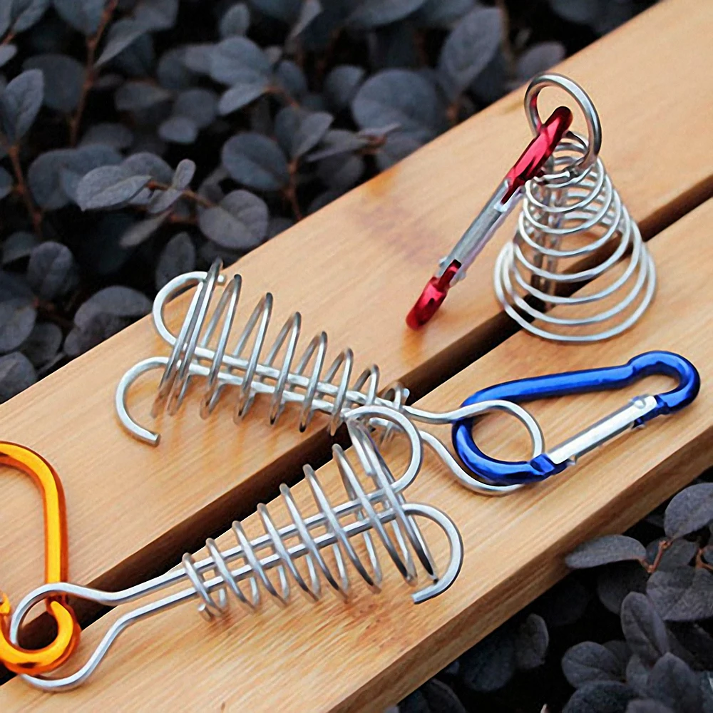 2Pcs Stainless Steel Octopus Deck Peg Spiral Shaped Rope Buckle Spring 