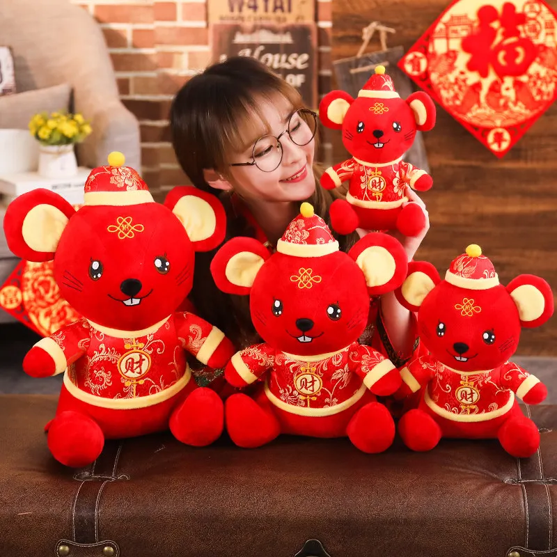 2020 Chinese New Year Stuffed Plush Rat Year Toy Gifts For Kids Plush Red Mouse in 4