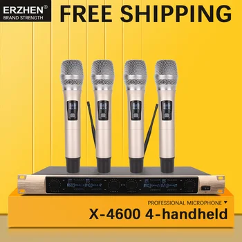 

Free shipping Wireless Microphone System X-4600 Professional Microphone 4 Channel VHF Dynamic Professional 4 Handheld Microphone