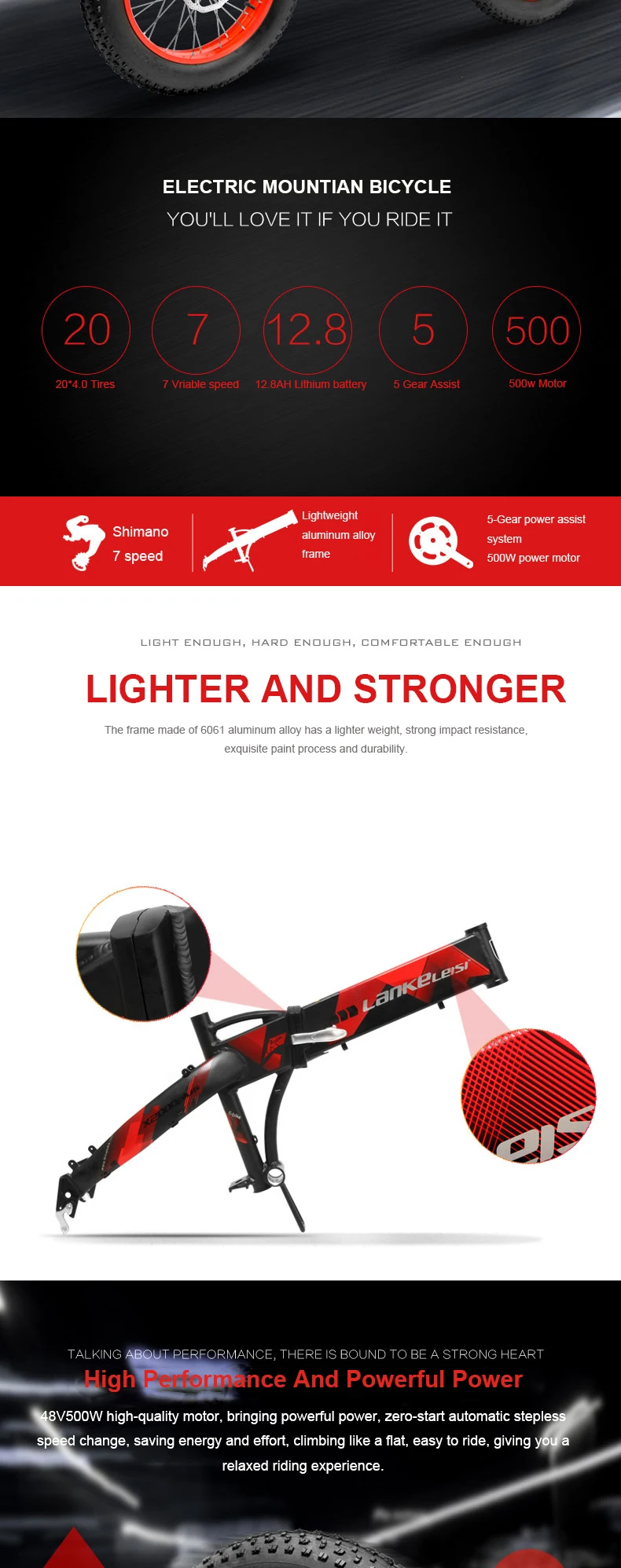 Daibot Electric Scooter Adults Two Wheels Electric Bicycle 20 Inch Big Tire 500W Electric E Bike Scooter With Double Brake (2)