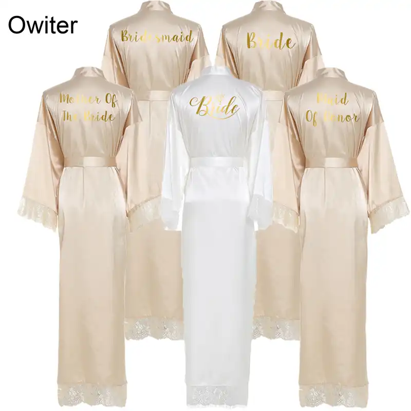 Champagne Largo Grande Liso Kimono De Novia Traje De Seda Saten Vestido De Noche Vestido De Boda Albornoz De Encaje Traje De Mujer Vestidos Palabra Caliente Aliexpress