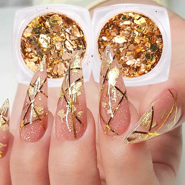 3d Nail Art Foil Flakes Decoration Chunky Glitter Gold Silver Pack Of 12  Acrylic Designs Manicure Tool - Nail Glitter - AliExpress