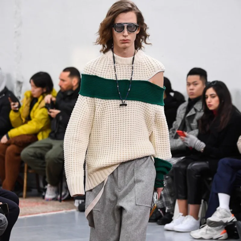 Autumn And Winter New Products Fashion Round Collar Collar Off-Shoulder Zipper Long Knit Pullover Women L778