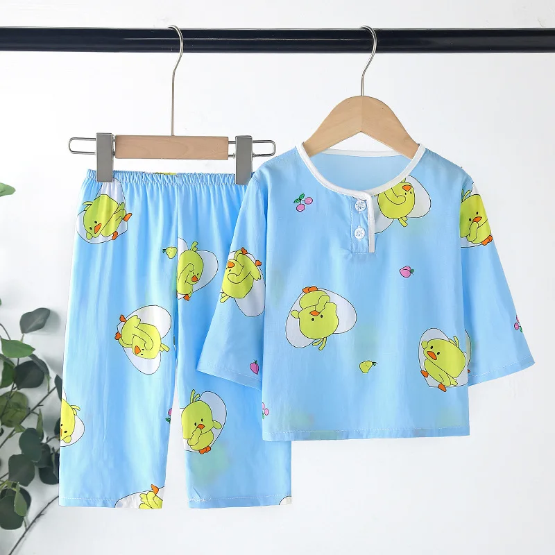 Sleepwear & Robes	 Child Tee Tops+Pants Sleepwear Pajamas Kids Clothes Baby Pajama Sets Boys Girls Short Sleeve Unicon Children Outfits Pajamas Set cotton short pajama sets