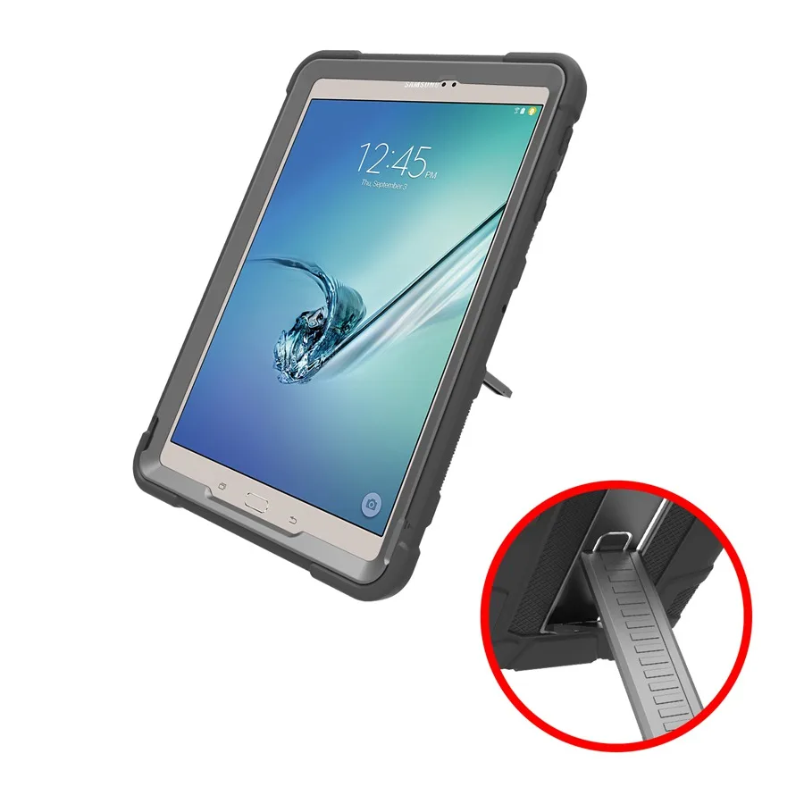Силиконовый детский противоударный бронированный чехол для Samsung Galaxy Tab S2 9,7 SM T810 T815 T813 T819 чехол с корпусом из кожи+ пленка+ ручка