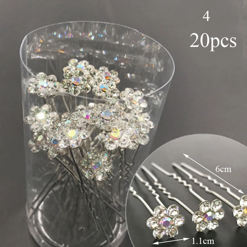 hair clips for women 20pcs Women Flower Hairpin Stick Wedding Bridal Crystal Pearl Hairpin U Shaped Hair Clip Barrettes Hair Accessories Wholesale bow hair clip