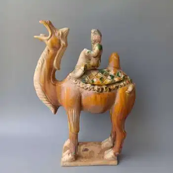 

Exquisite antique pottery ornaments of three colors of Tang Dynasty (Hu people and camel)
