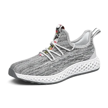 

JINBEILE New Running Shoes for Men Flying Weaving Breathable Men Sneakers Lightweight Stretch Sole Comfortable Men Sport Shoes