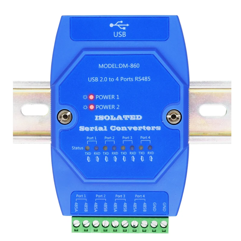 

USB to RS485 Serial Hub Photoelectric Isolation Lightning Protection Anti-interference 4 Serial Port 485 Relay Communication