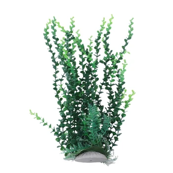 

BEST40cm Aquarium aquascaping Green artificial plant with ceramic base