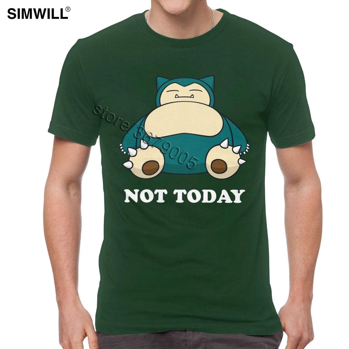 Модная футболка Snorlax Not Today, забавные летние футболки с покемонами, Мужская хлопковая футболка с коротким рукавом, уличная футболка с рисунком храпа - Цвет: Forest Green