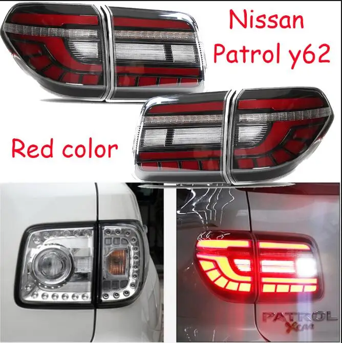 2012~ 2018y Автомобильный задний светильник bupmer для Nissan Patrol Y62 Задний фонарь тормоза светодиодный автомобильные аксессуары taillamp для Nissan Patrol Задний светильник - Цвет: Red