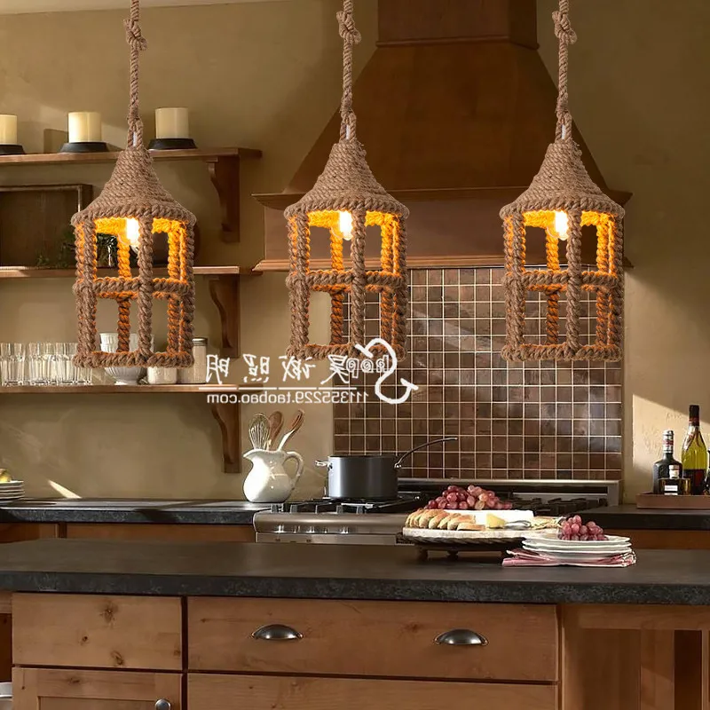 

American Country Hemp Chandelier Loft Retro Art Designer Guest Restaurant Coffee Bar Clothing Store Decoration lampen
