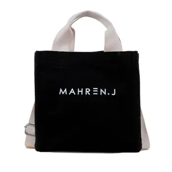 

Canvas Bag One Shoulder Messenger Bag Women Handle Letter High-capacity Simple Portable Small Square Bag