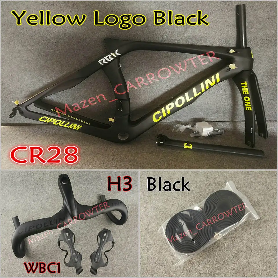 Package 4 Желтый логотип черный 3 к MCipollini RB1K THE ONE карбоновые рамы для руля, седло для бутылки, клетки 50 мм карбоновый комплект колес Novatec A271 ступицы - Цвет: Package 4