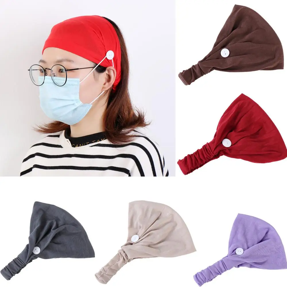 

2020 hot sale new candy color popular all-match ladies button all-match anti-leaf headband sports fitness spot