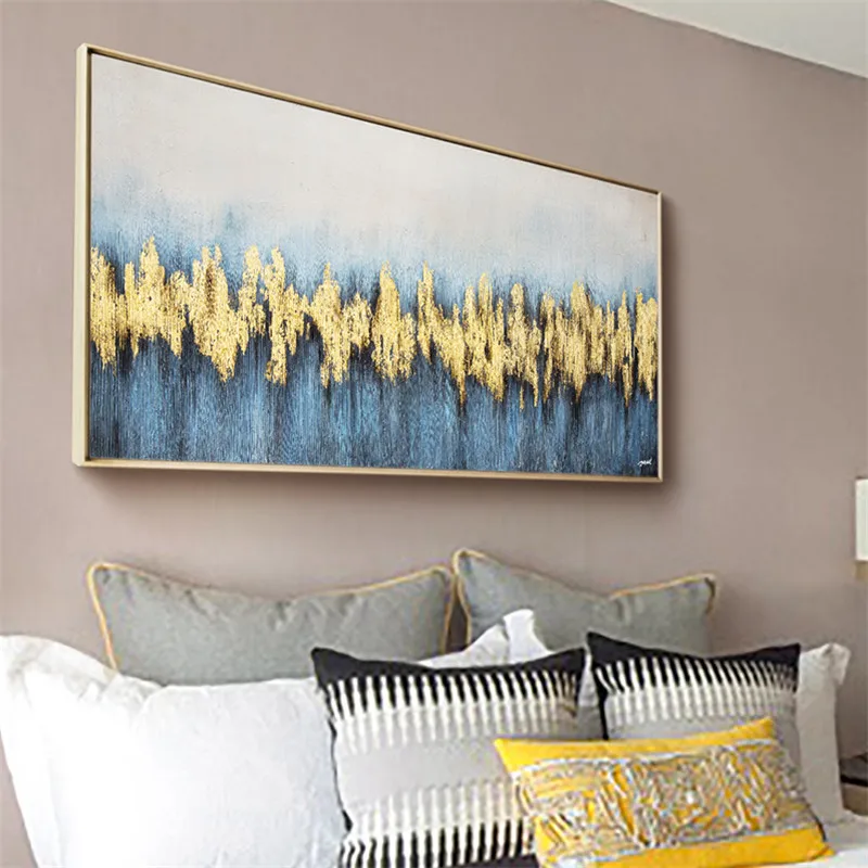 

Modern high quality 100% handmade abstract oil painting on canvas cover with gold foil for home decoration living room no frame