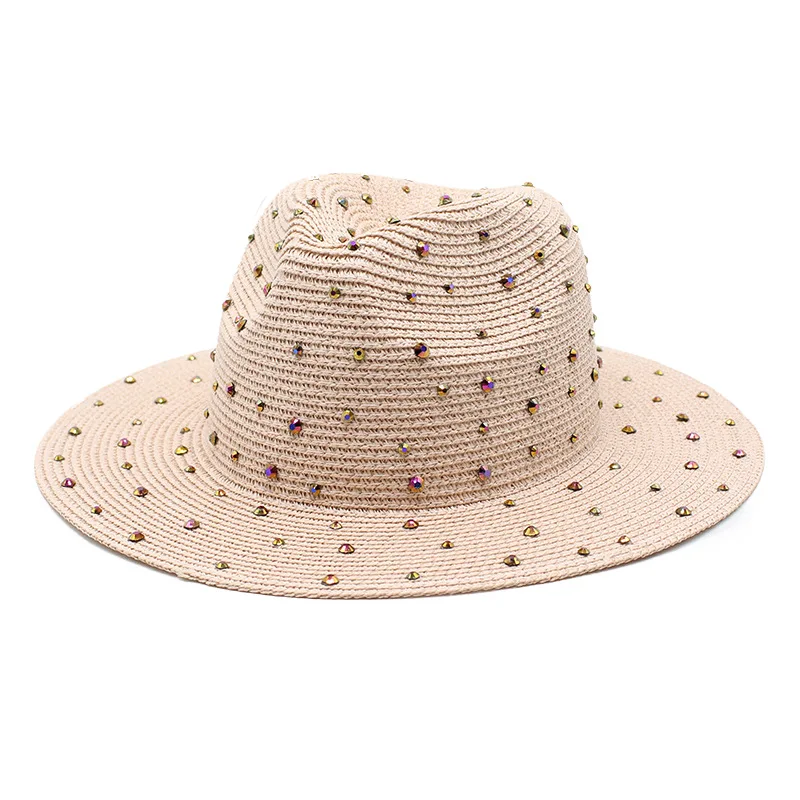 

Straw hat summer new style rhinestone design sun hat ladies straw hat fedora hat top hat unisex hat sun hat unisex activity hat
