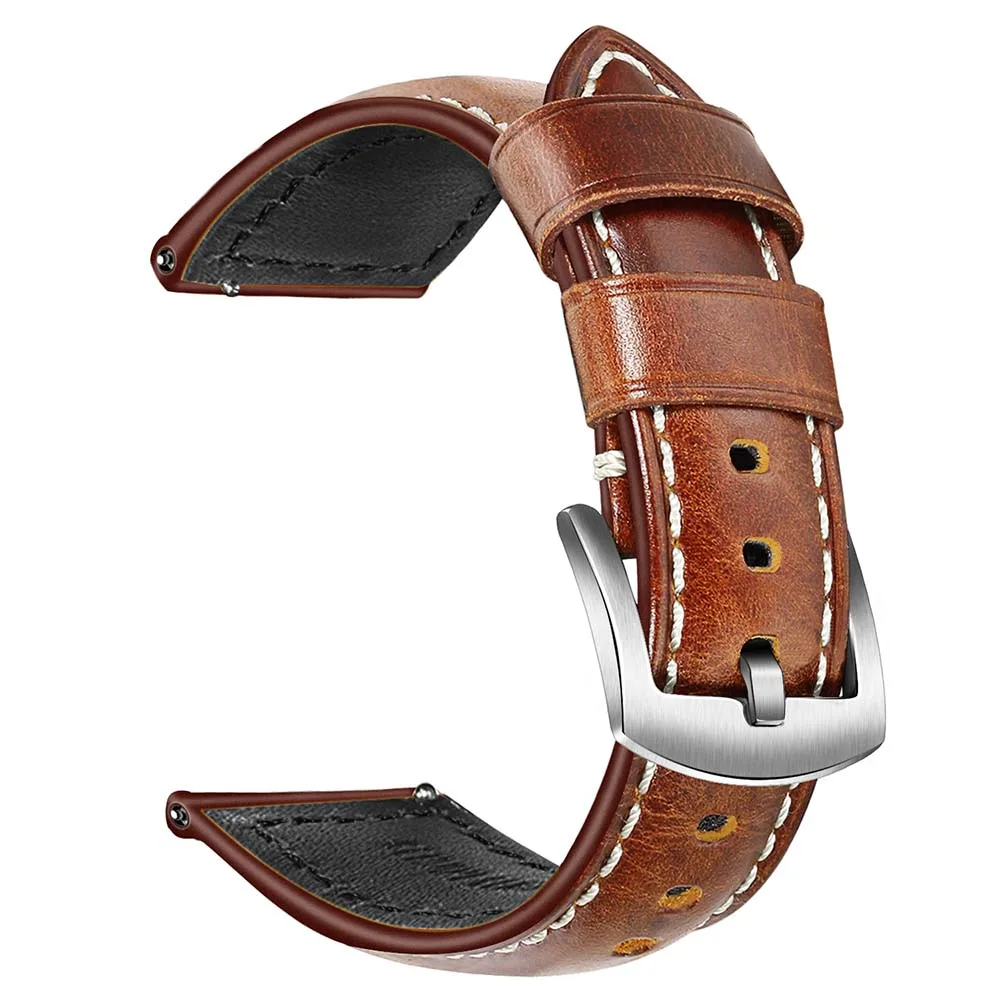 Итальянский винтажный ремешок для часов из натуральной кожи 22 мм для samsung Galaxy Watch 46 мм gear S3 Quick Release Band стальной ремешок с пряжкой - Цвет ремешка: Light Brown S
