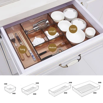 

Tableware Storage Box Kitchen Drawer Storage Compartment Box Plastic Layered Partition Desktop Finishing Box Makeup Organizer B4