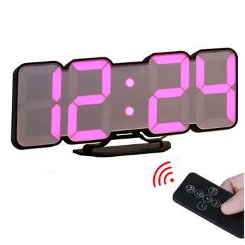 

3D Wireless Remote Digital Wall Alarm Clock,115 Color Variations Of Led Digital, Voice Control Mode,Controller- Black