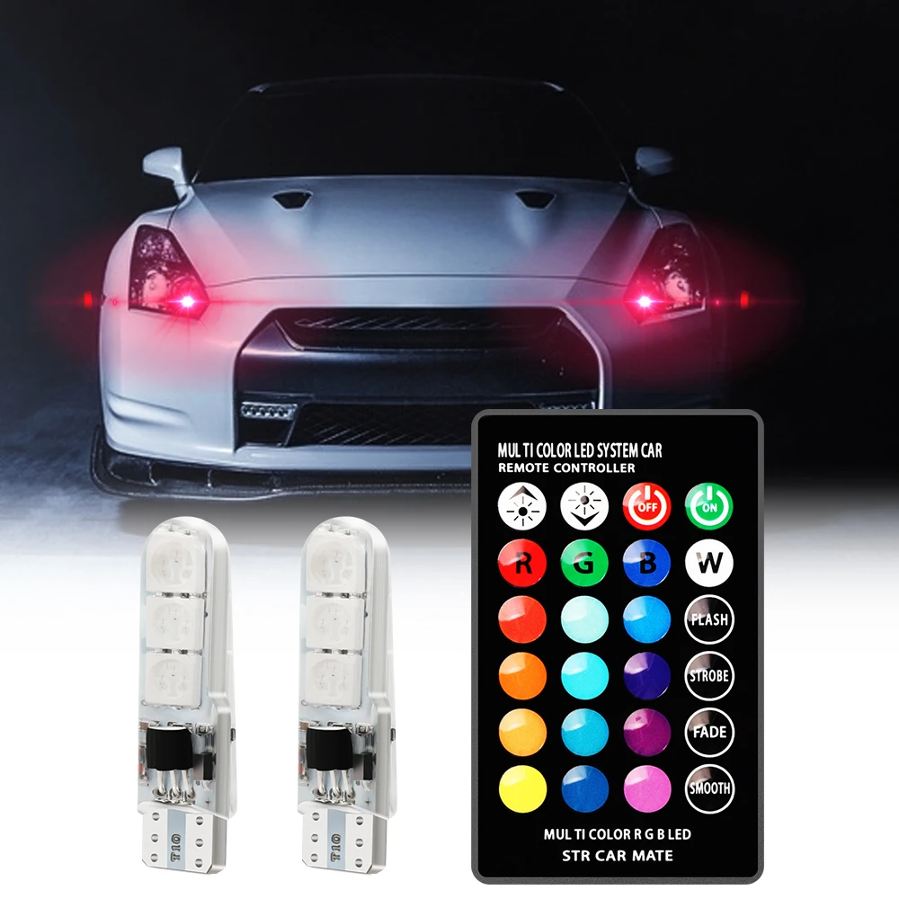 2 шт./1 комплект 12 В T10 светодиодный W5W 5050 SMD автомобильный RGB купольный Клин для