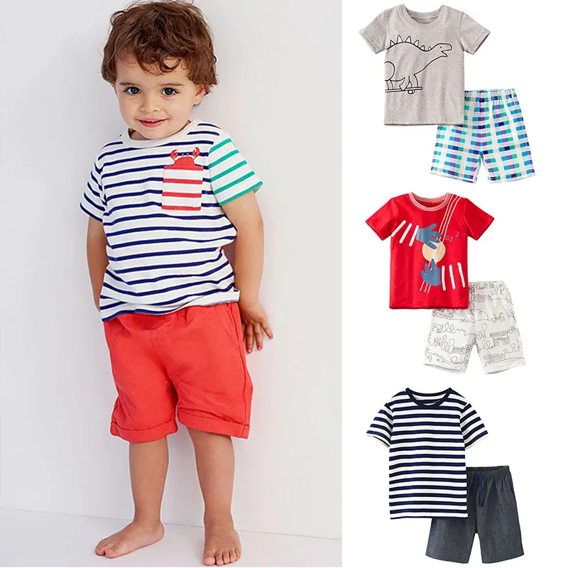 18M7T Brand 100 Cotton Summer Baby Boys Clothes Sets Kids Short