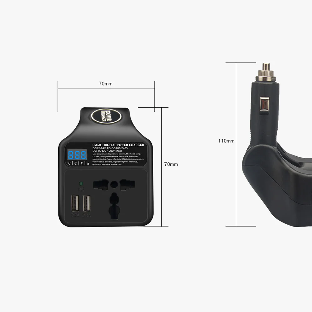120 Вт 12 в 24 В до 110 В 220 В в А Автомобильная розетка, умное Цифровое зарядное устройство, преобразователь, инвертор с многофункциональным интерфейсом