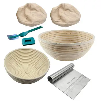 

6Pcs Banneton Proofing Baskets With Bread Lame Dough Scraper Liner for Bakers