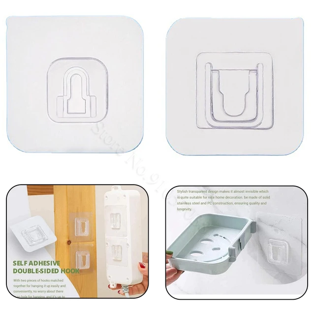 10 Pairs Strong Sticky Hung Double Sided Patch Hook Buckle Transparent  Adhesive Wall Hooks Cup Sucker