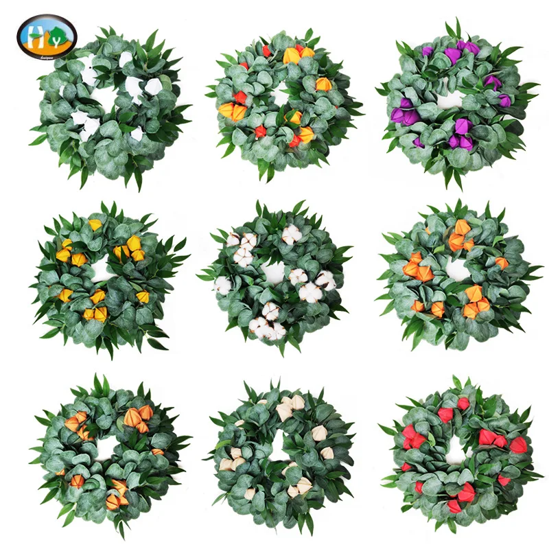 

Hui Rhyme Imitation Flowers huan ye Ring Eucalyptus Willow Lantern Fruit Cross Border Supply of Goods Household Decoration Manuf