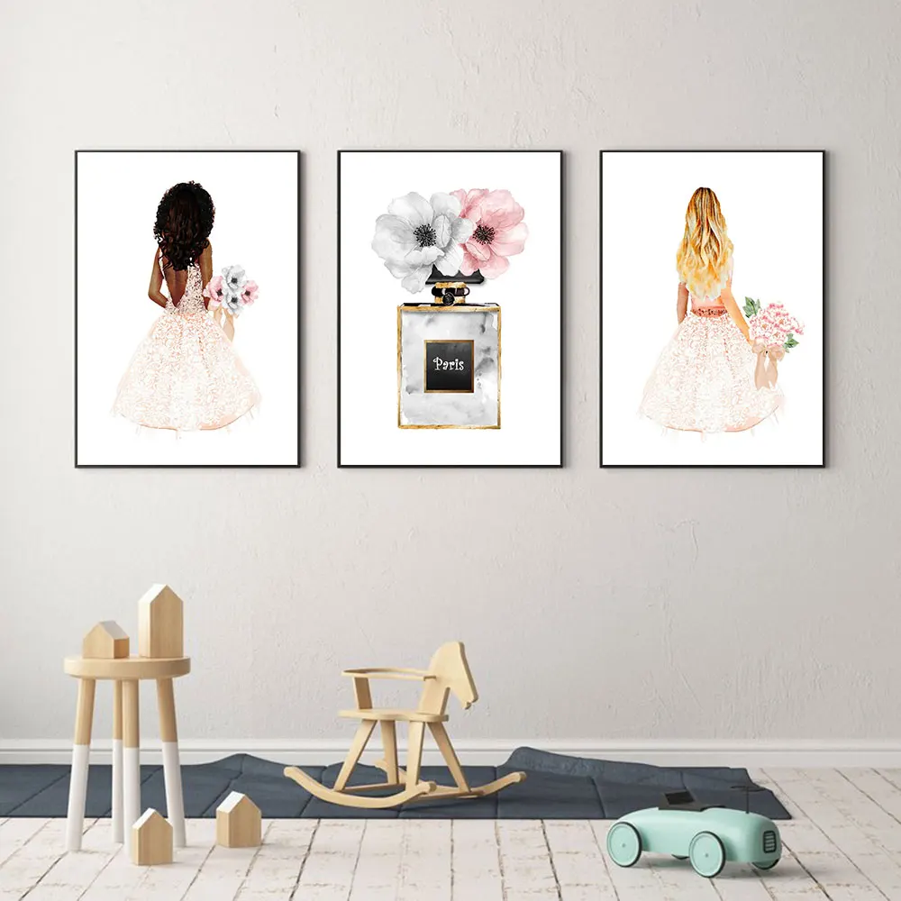 

Scandinavia Perfume with Floral Canvas Painting Prints Posters Wall Art Pictures Gallery for Living Room Home Decor Frame