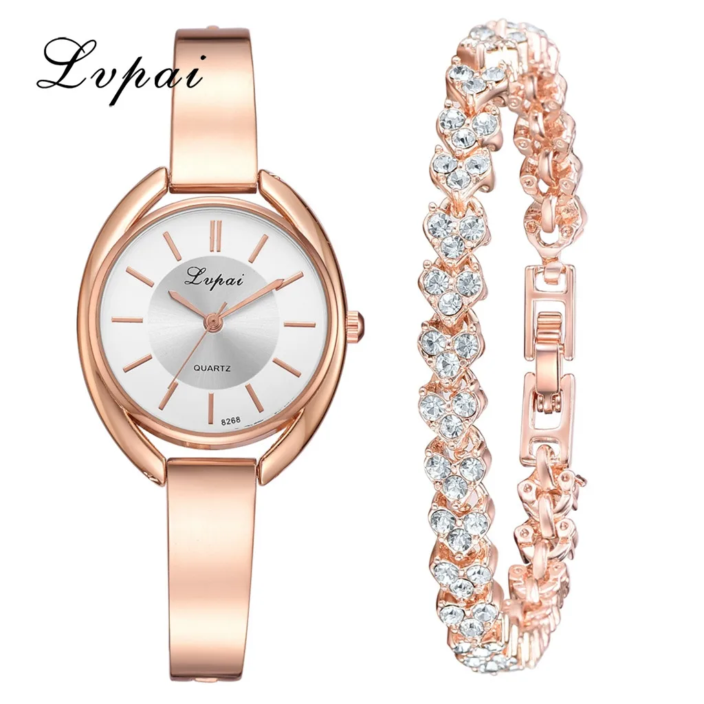 Ladies bracelet Watch Eye shape dial 2pcs Fashion Eye Shape Dial Steel Strip Watch Heart Shaped Full Drill Bracelet reloj mujer
