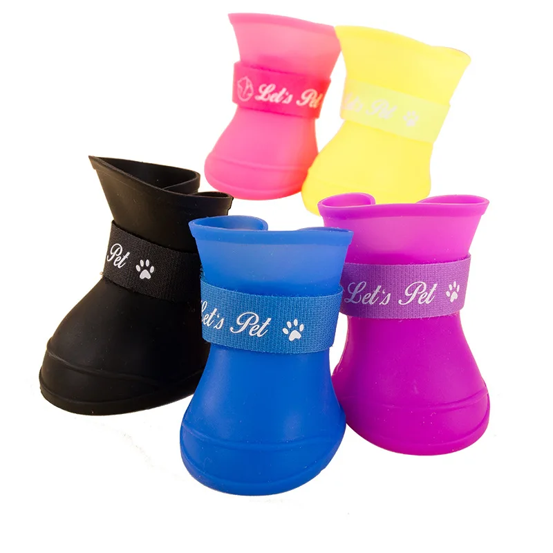 

4Pcs/set Pet Dogs Winter Warm Shoes Rain Snow Waterproof Booties Socks Rubber Anti-slip Shoes For Large Dog Puppies Footwear