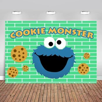 

Cookie Monsters Birthday Backdrop Sesame Street Theme Birthday Party Custom Banner Children Photo Background Decoration Prop