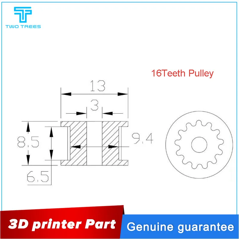 GT2 холостой шкив 16/20 зубчатое колесо диаметр 3/5 мм алюминиевый Шестерни зубы Ширина 6/10 мм 3D принтеры Запчасти для Reprap часть