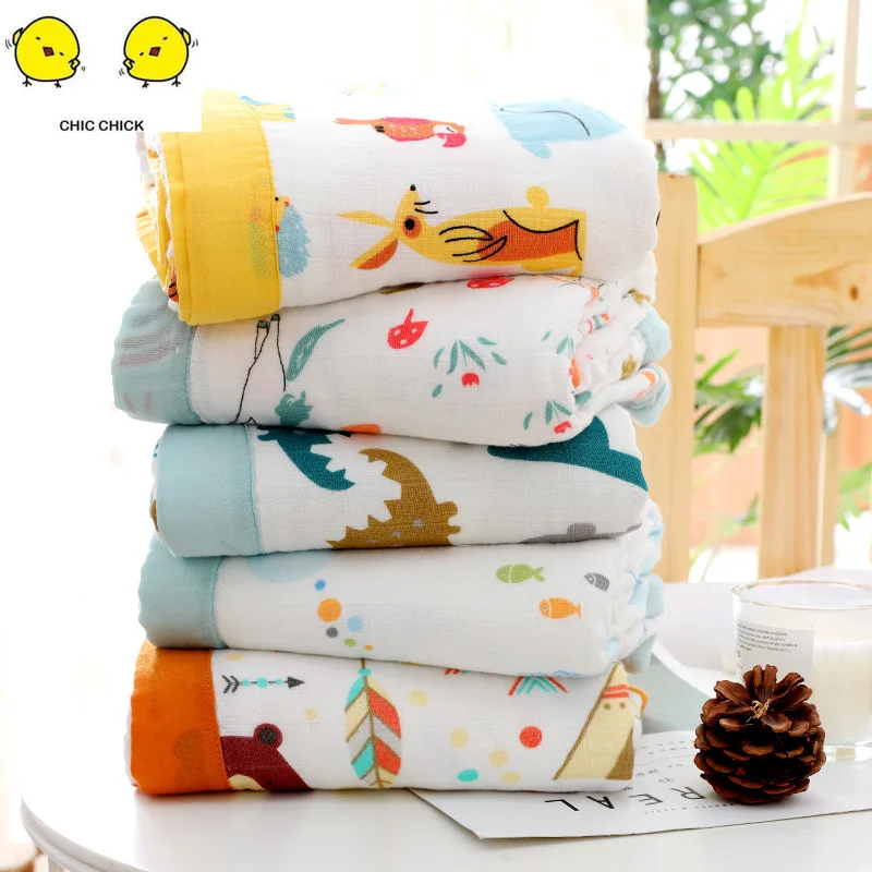 Muslin Swaddle Baby Blankets Swaddling 100% Cotton Wrap for Newborn Babies 6 Layer Bath Towel Blanket Bedding | Одеяла и пеленки