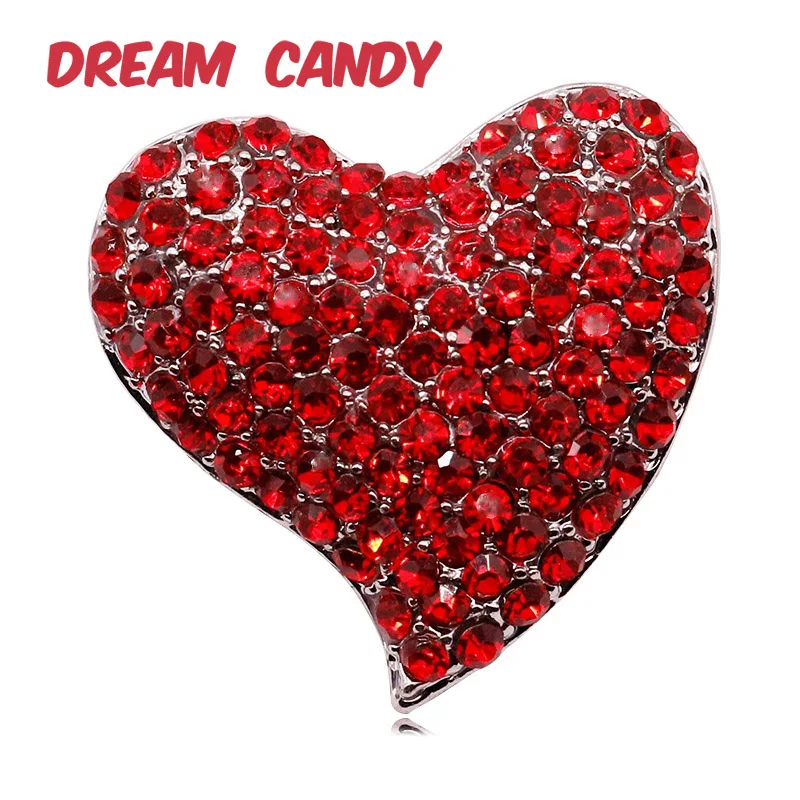 Dream Candy креативные красные стразы броши с сердечком для женщин модные ювелирные изделия брошь с застежкой для вечеринки Пальто аксессуары хорошие подарки