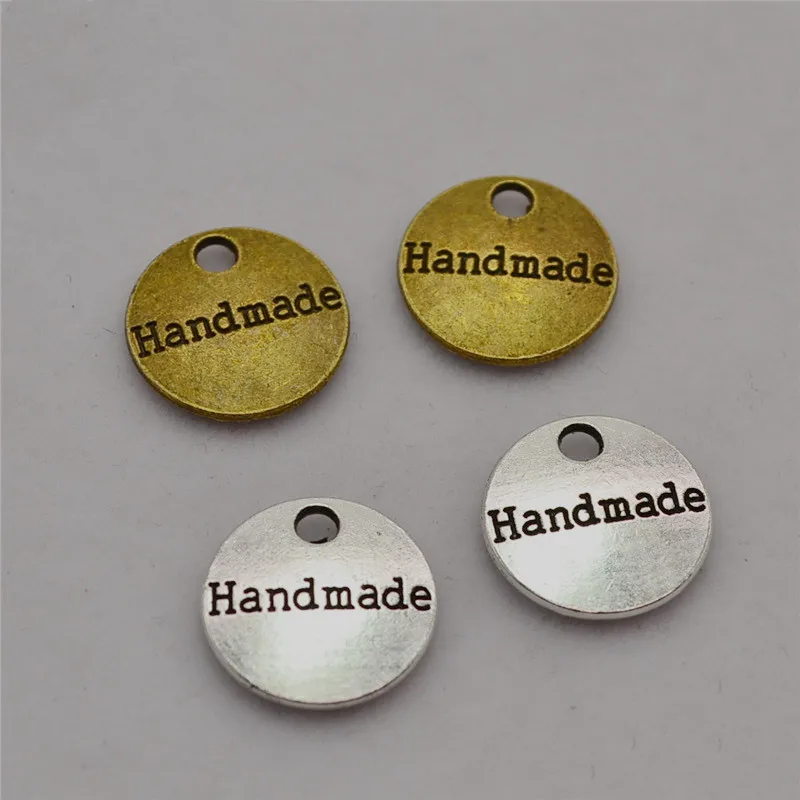 

100pcs 14MM Antique bronze handmade word charms silver pendant tag accessories phone DIY handmade jewelry wholesale Materials